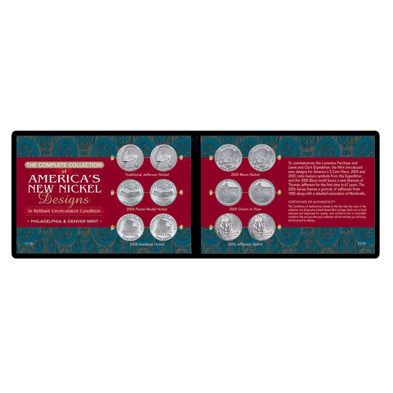 Complete Collection of America's New Nickel Designs in Soft Wallet